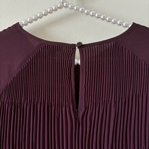 NWOT Express Womens Size XS Burgundy Pleated Blouse Long Sleeve - Picture 5 of 7